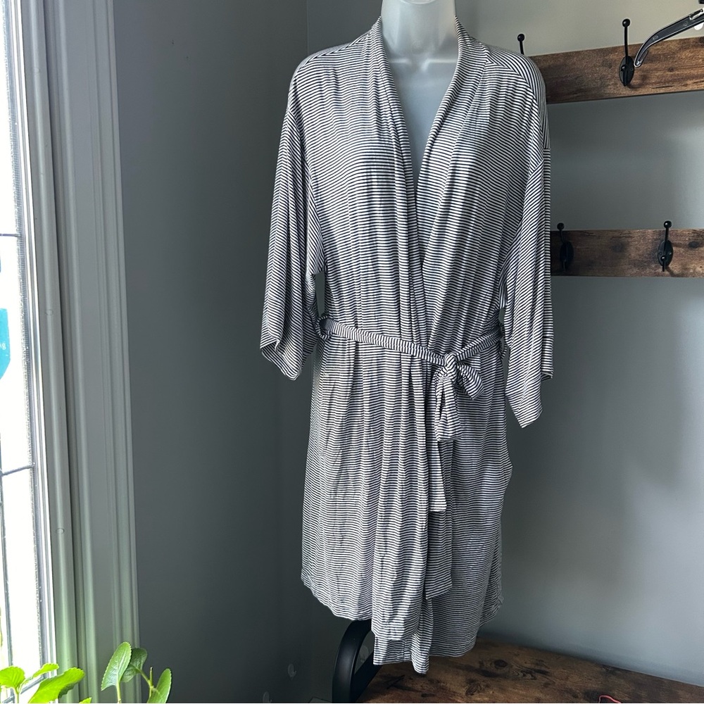 ALFANI Women's stripes Short Robe kimono pockets sleeping robes size M NEW